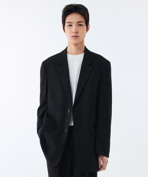 Lookbook MUSINSA STANDARD 爸爸风宽松款西装外套 [黑色] MMAJK9Z01-BK