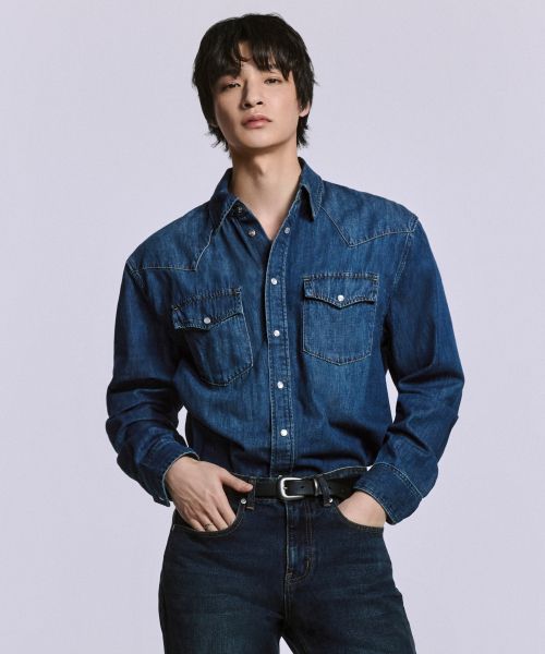 Musinsa Standard Denim Western Shirt [Medium Indigo] MMDNSAZ04-MI