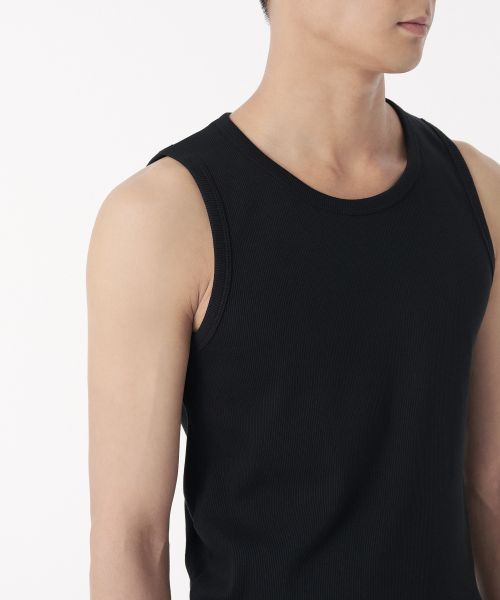 Shop MUSINSA STANDARD Essential Tank Top [Black] MMDTE7Z01-BK