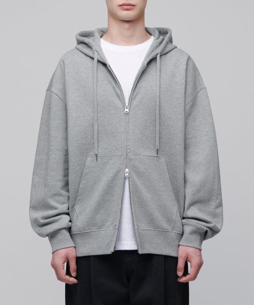 Lookbook MUSINSA STANDARD 超宽松连帽拉链卫衣 [中灰] MMBTJAZ02-MR