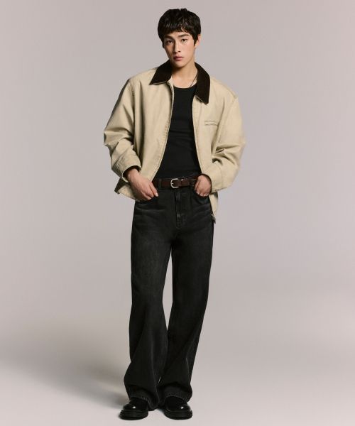 Musinsa Standard Extra Wide Denim Pants [Washed Black] MMCNP0Z18-WC