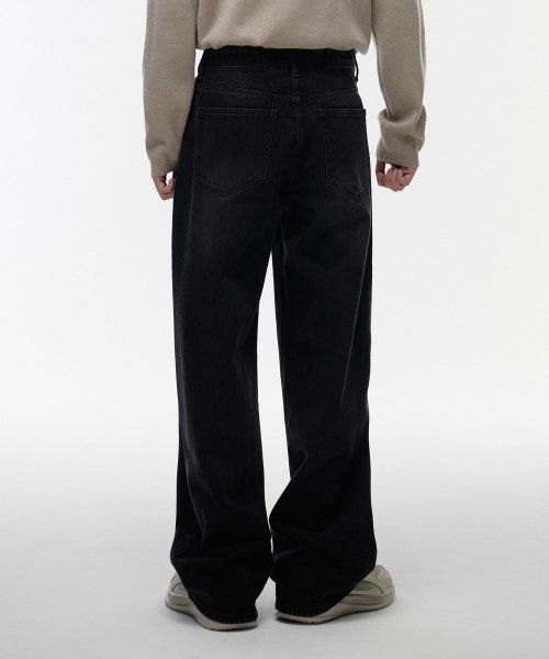 Lookbook MUSINSA STANDARD 特寬版牛仔褲［水洗黑］ MMCNP0Z18-WC