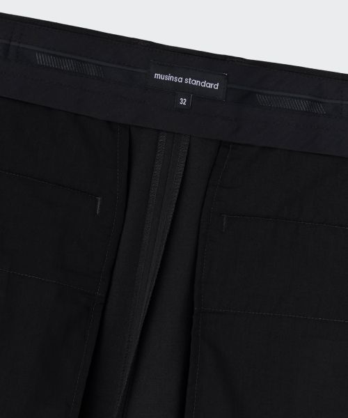 Sizing 무신사 스탠다드 와이드 투턱 히든 밴딩 슬랙스 [블랙] MMFPL3C03-BK