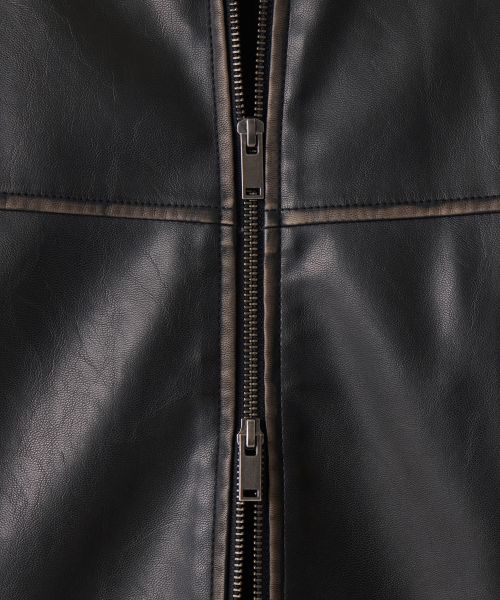 Details for MUSINSA STANDARD 黑色渐变合成皮革赛车夹克 MMELJ3Z01-BK