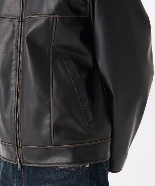 Sizing MUSINSA STANDARD 黑色渐变合成皮革赛车夹克 MMELJ3Z01-BK