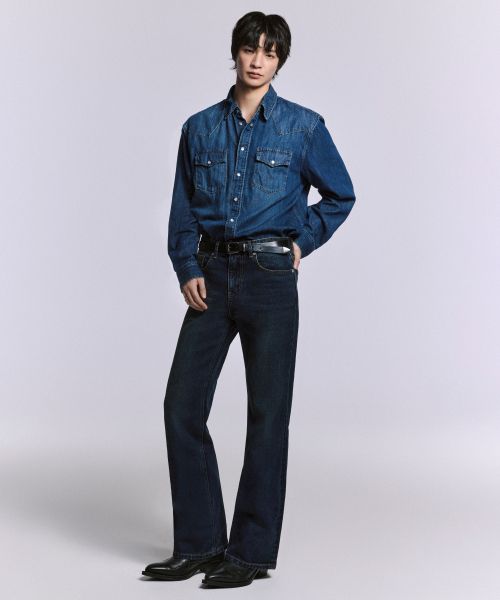 MUSINSA STANDARD Flare Denim Pants [Dark Blue] MMDNP0Z15-DU