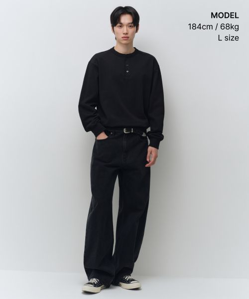 Order MUSINSA STANDARD 亨利領大學T [黑色] MMFTK8C68-BK