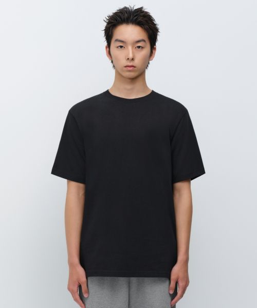 MUSINSA STANDARD Layered Crew Neck T-Shirt [Black] - Regular Length MMATS4Z03-BK