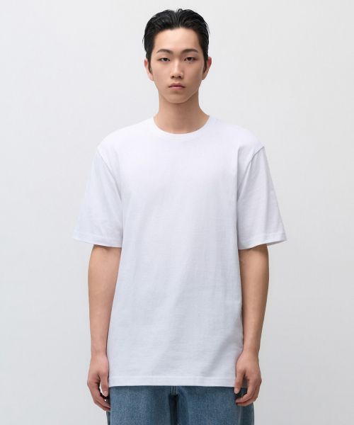 MUSINSA STANDARD Layered Crew Neck T-Shirt_Standard Length [White] MMATS4Z03-WH