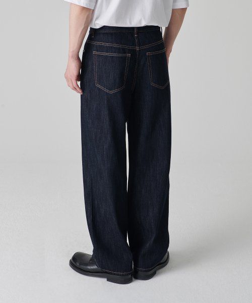 Sizing MUSINSA STANDARD 仿亚麻宽版牛仔裤 [深靛蓝] MMCNP5Z02-DI
