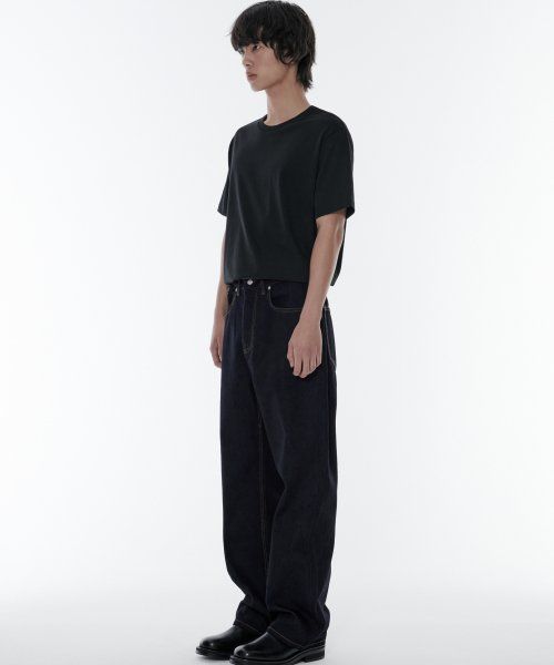 Lookbook MUSINSA STANDARD 寬鬆直筒牛仔褲【深靛藍】 MMCNP0Z19-DI