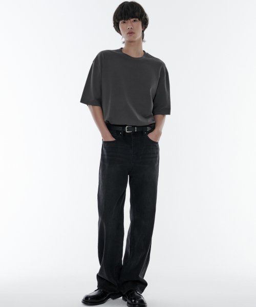Musinsa Standard Loose Straight Denim Pants [Washed Black] MMCNP0Z19-WC
