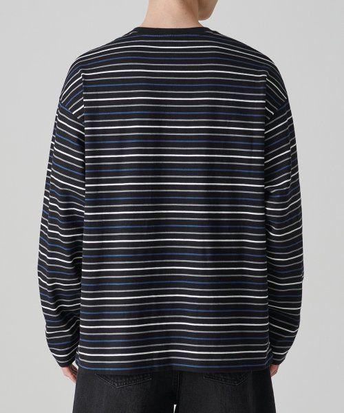 Order Musinsa Standard Multi-Stripe Relaxed Long Sleeve T-Shirt 1 [Black/Blue] MMCTL4Z05-53