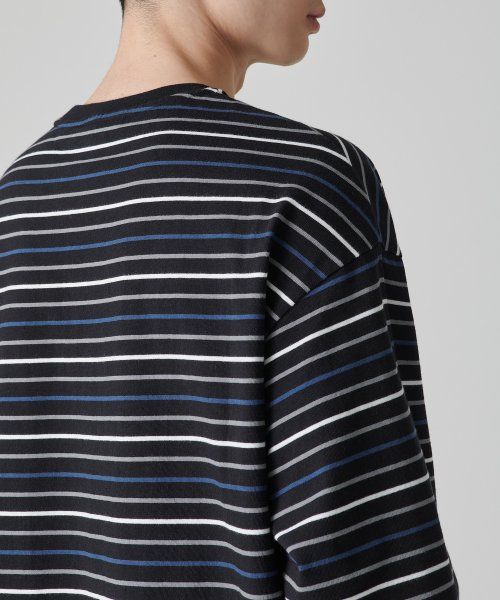 Purchase Musinsa Standard Multi-Stripe Relaxed Long Sleeve T-Shirt 1 [Black/Blue] MMCTL4Z05-53