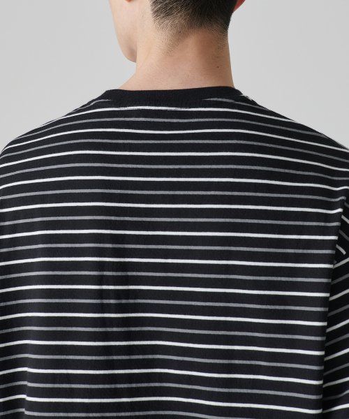Shop Camiseta Musinsa Standard de rayas manga larga, corte relajado 1 [Negro/Blanco] MMCTL4Z05-67