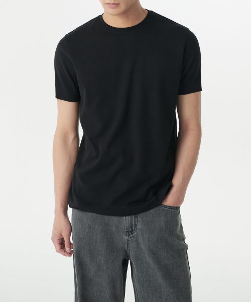 MUSINSA STANDARD Muscle Fit Crew Neck Modal T-Shirt [Black] MMDTS6Z05-BK