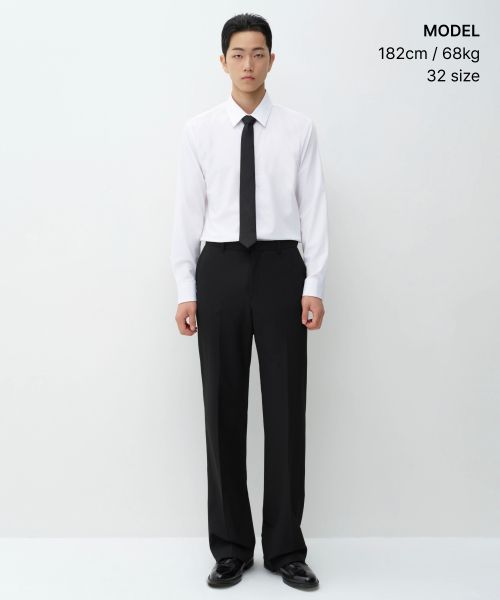 Shop MUSINSA STANDARD 新款寬版隱藏式鬆緊腰西裝褲【黑色】 MMFPL9D43-BK