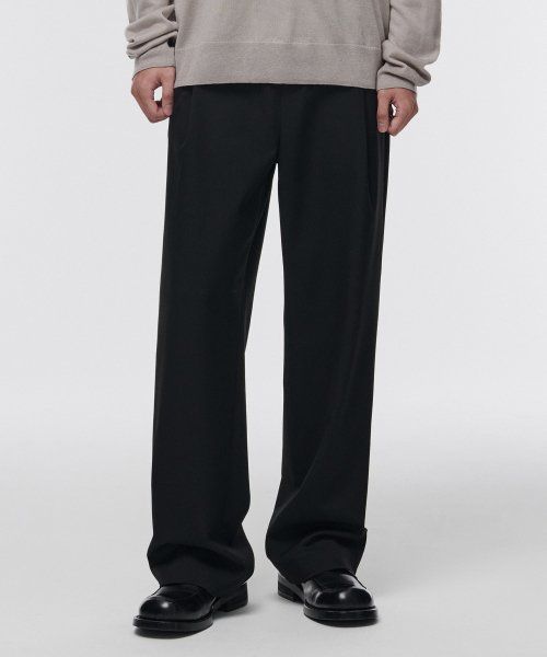 Musinsa Standard One Tuck Wide Banding Slacks [Black] MMCPL3Z11-BK