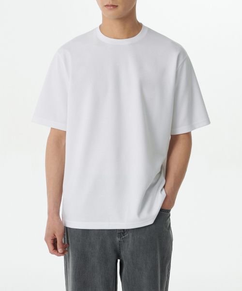 MUSINSA STANDARD Optimal Relaxed Crew Neck T-Shirt [White] MMDTS6Z07-WH