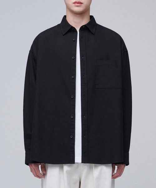 Lookbook Musinsa Standard Oversized Oxford Shirt [Black] MMASLAZ09-BK