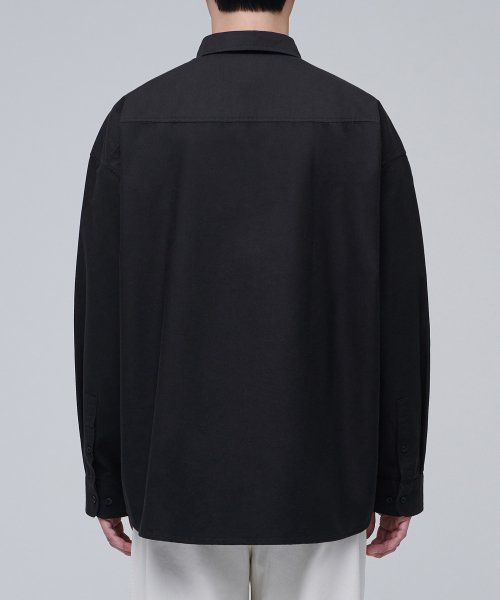 Shop Musinsa Standard Oversized Oxford Shirt [Black] MMASLAZ09-BK