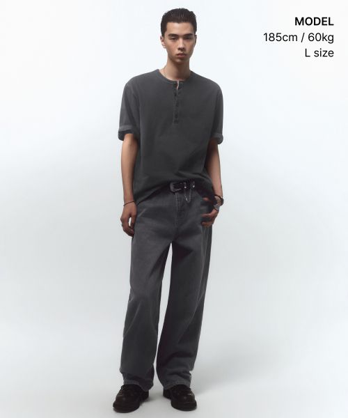 Order MUSINSA STANDARD Pigment Henry Neck T-Shirt [Charcoal Gray] MMFTS5D32-CG