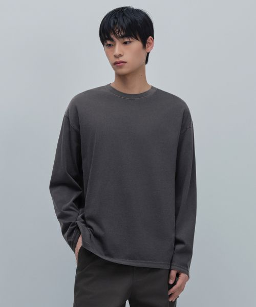Musinsa Standard Pigment Relaxed Crew Neck Long Sleeve T-Shirt [Charcoal Gray] MMETL4Z71-CG
