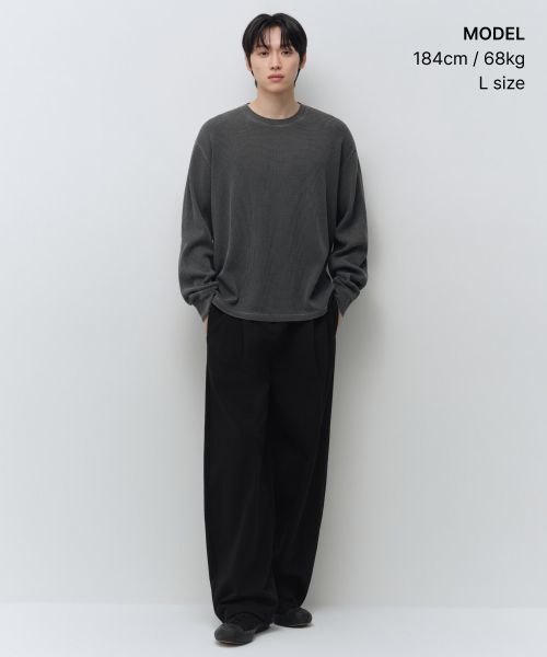 Order MUSINSA STANDARD 颜料染华夫格长袖T恤（炭灰色） MMFTL8C09-CG