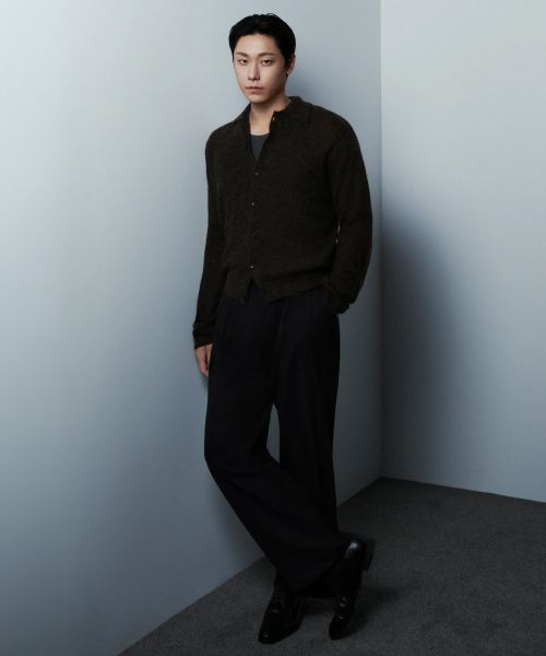 Musinsa Standard Real Wide Hidden Banding Slacks [Dark Gray] MM0PL0Z05-DG