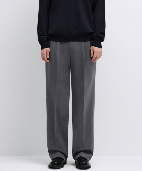 Musinsa Standard Real Wide Hidden Banding Slacks [Melange Gray] MM0PL0Z05-MG