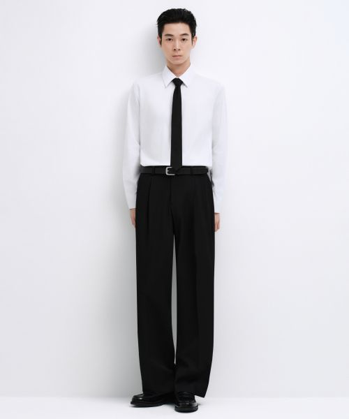 MUSINSA STANDARD Real Wide Hidden Banding Slacks [Black] MM0PL0Z05-BK