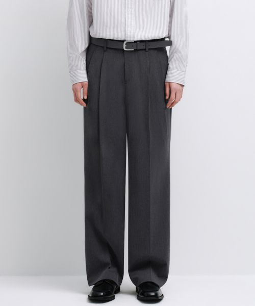 MUSINSA STANDARD Real Wide Hidden Banding Slacks [Medium Gray] MM0PL0Z05-MR