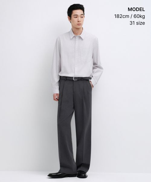 Order MUSINSA STANDARD 宽松隐形松紧带休闲裤 [中灰] MM0PL0Z05-MR