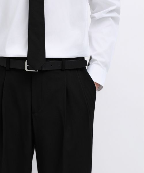 Sizing MUSINSA STANDARD Real Wide Hidden Banding Slacks [Black] MM0PL0Z05-BK