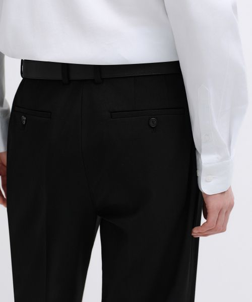 Cheap MUSINSA STANDARD Real Wide Hidden Banding Slacks [Black] MM0PL0Z05-BK