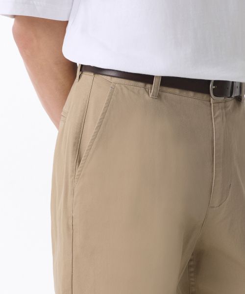 Shop Musinsa Standard Regular Fit Hidden Banding Chino Pants [Beige] MMEPC3Z02-BE