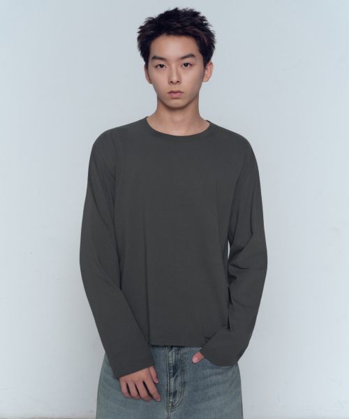 Musinsa Standard Regular Long Sleeve Crop T-Shirt [Dark Gray] MMFTL8A02-DG