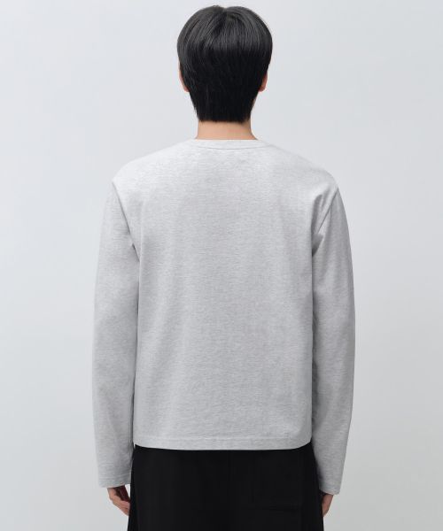 Lookbook Musinsa Standard Regular Long Sleeve Crop T-Shirt [Melange Light Grey] MMFTL8A02-ML