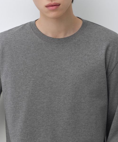 Shop Musinsa Standard Regular Long Sleeve Crop T-Shirt [Medium Grey] MMFTL8A02-MR