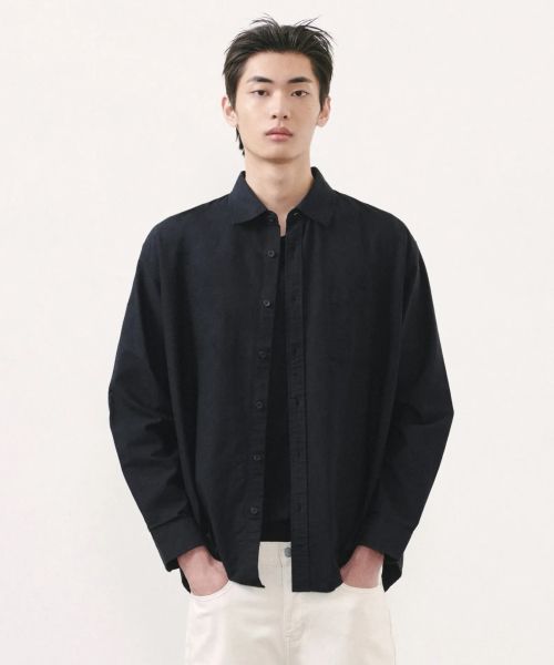 Musinsa Standard Relax Fit Oxford Shirt [Black] MM0SL4Z04-BK