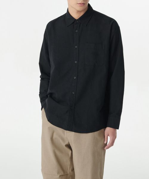 Shop Kemeja Oxford Relax Fit Musinsa Standard [Hitam] MM0SL4Z04-BK