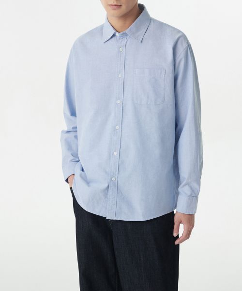 Shop Musinsa Standard Relax Fit Oxford Shirt [Blue] MM0SL4Z04-BL