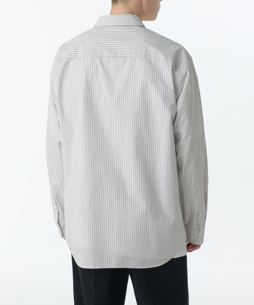 Shop Kemeja Poplin Jalur 3 Pin Potongan Santai Musinsa Standard [Gading/Hitam] MMESL4Z21-P4
