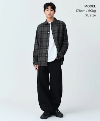 MUSINSA STANDARD 宽松褶皱渐变格纹衬衫 2(深灰/黑) MMFSL5A11-W3 Order MUSINSA STANDARD 宽松褶皱渐变格纹衬衫 2(深灰/黑) MMFSL5A11-W3