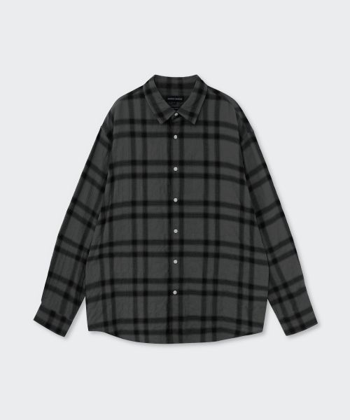 Details for Musinsa Standard Relaxed Crinkle Ombre Check Shirt 2 [Dark Grey/Black] MMFSL5A11-W3