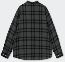 Sizing MUSINSA STANDARD 宽松褶皱渐变格纹衬衫 2(深灰/黑) MMFSL5A11-W3