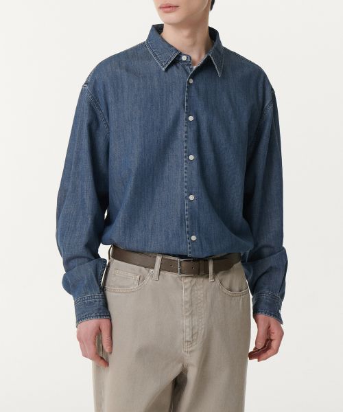 Musinsa Standard Relaxed Denim Shirt [Medium Indigo] MMDNS4Z12-MI