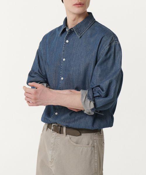 Order Musinsa Standard Relaxed Denim Shirt [Medium Indigo] MMDNS4Z12-MI