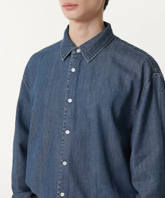 MUSINSA STANDARD 宽松版牛仔衬衫(中靛蓝) MMDNS4Z12-MI Shop MUSINSA STANDARD 宽松版牛仔衬衫(中靛蓝) MMDNS4Z12-MI