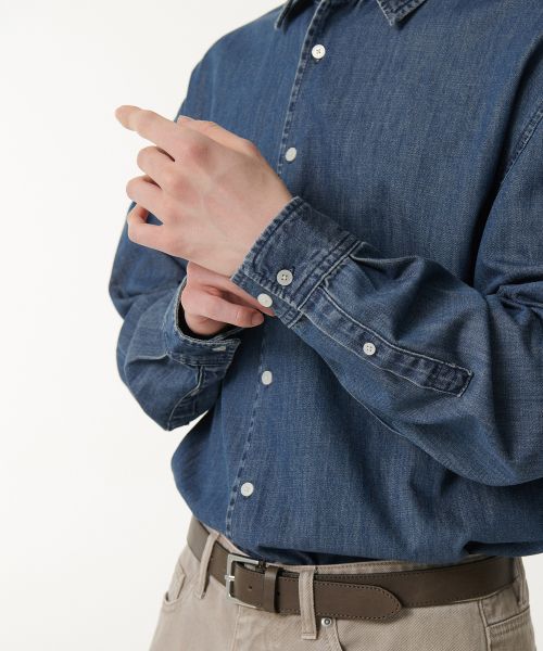 Purchase Musinsa Standard Relaxed Denim Shirt [Medium Indigo] MMDNS4Z12-MI